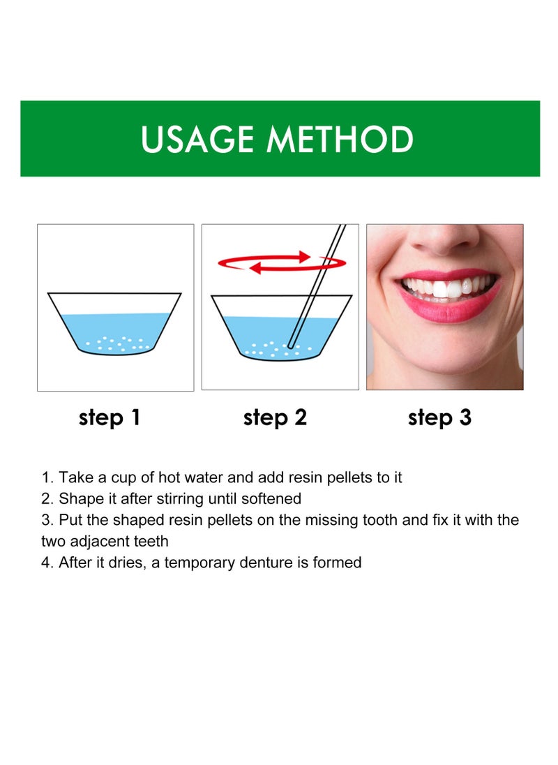 EELHOE - Temporary Denture Replacement Bead Set with 3 Pieces Dental Tweezers Tools for Temporary Repair of Missing and Broken Teeth Replacement Dentures for Temporary Fixation - Image 1