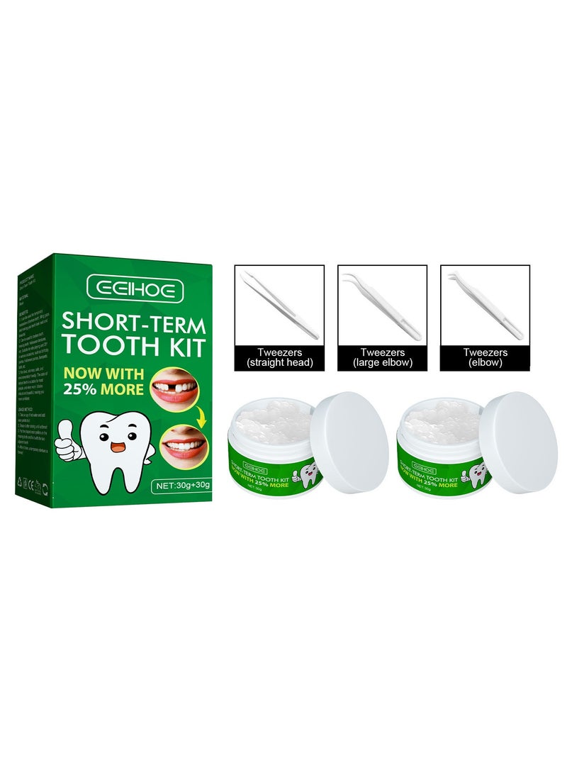EELHOE - Temporary Denture Replacement Bead Set with 3 Pieces Dental Tweezers Tools for Temporary Repair of Missing and Broken Teeth Replacement Dentures for Temporary Fixation - Image 1