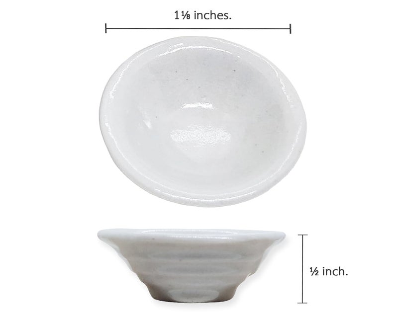 ChangThai Design Very Tiny ½ Inch High White Ceramic Coffee Tea Mug 10 Pieces Set - Miniature Tableware Cup Tray Bowl Crockery Cutlery Kitchenware Handmade Mini Porcelain Decorative Collectible Gifts - Image 2