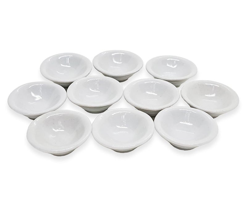 ChangThai Design Very Tiny ½ Inch High White Ceramic Coffee Tea Mug 10 Pieces Set - Miniature Tableware Cup Tray Bowl Crockery Cutlery Kitchenware Handmade Mini Porcelain Decorative Collectible Gifts - Image 5