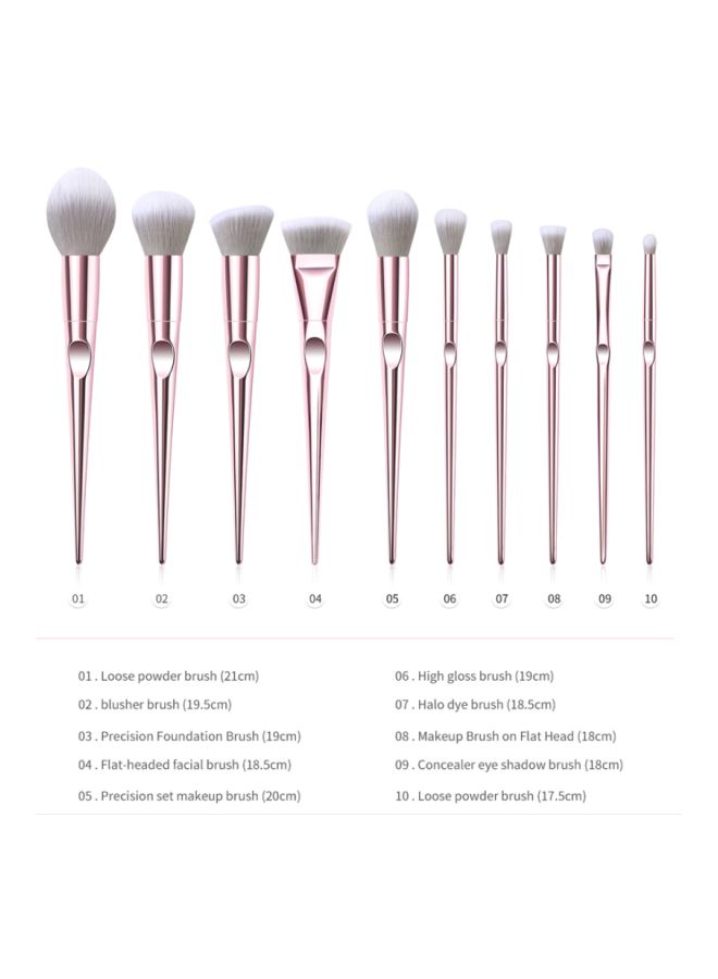 NIBEMINENT 10-Piece Makeup Brush Set Rose Gold/Beige/White - Image 5