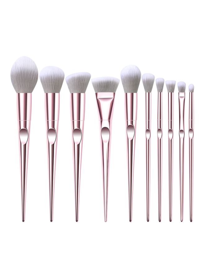 NIBEMINENT 10-Piece Makeup Brush Set Rose Gold/Beige/White - Image 1