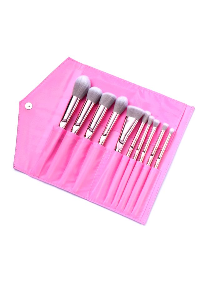 NIBEMINENT 10-Piece Makeup Brush Set Rose Gold/Beige/White - Image 3