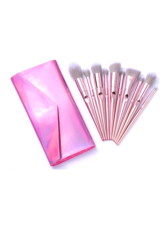 NIBEMINENT 10-Piece Makeup Brush Set Rose Gold/Beige/White - Image 2