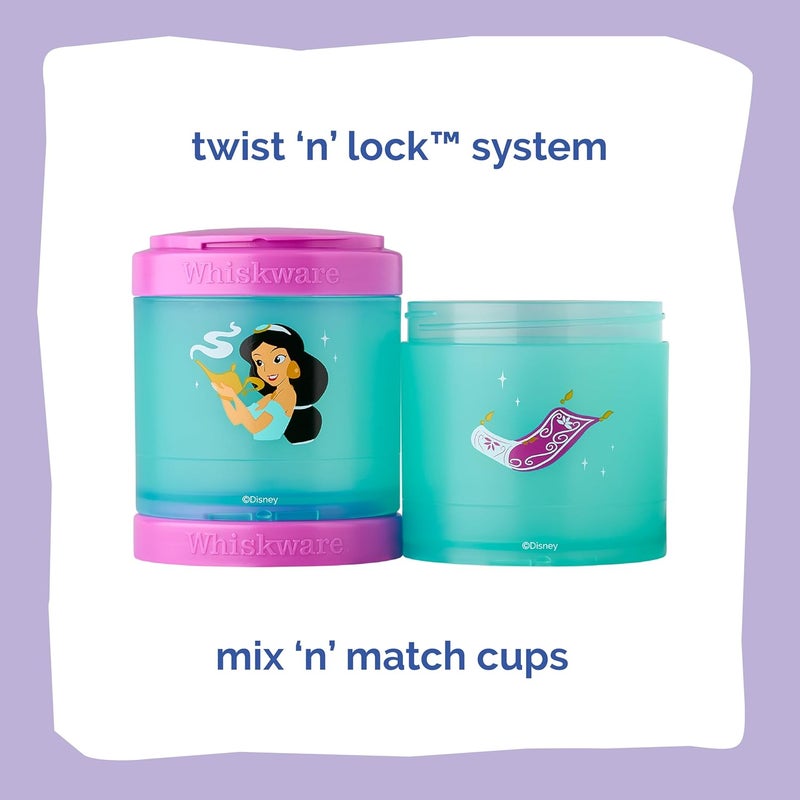 Whiskware Disney Princess Aladdin Stackable Snack Containers for Kids 3 Stackable Snack Cups for School or Travel Backpack and Cupholder Friendly Jasmine and Magic Carpet - Image 3