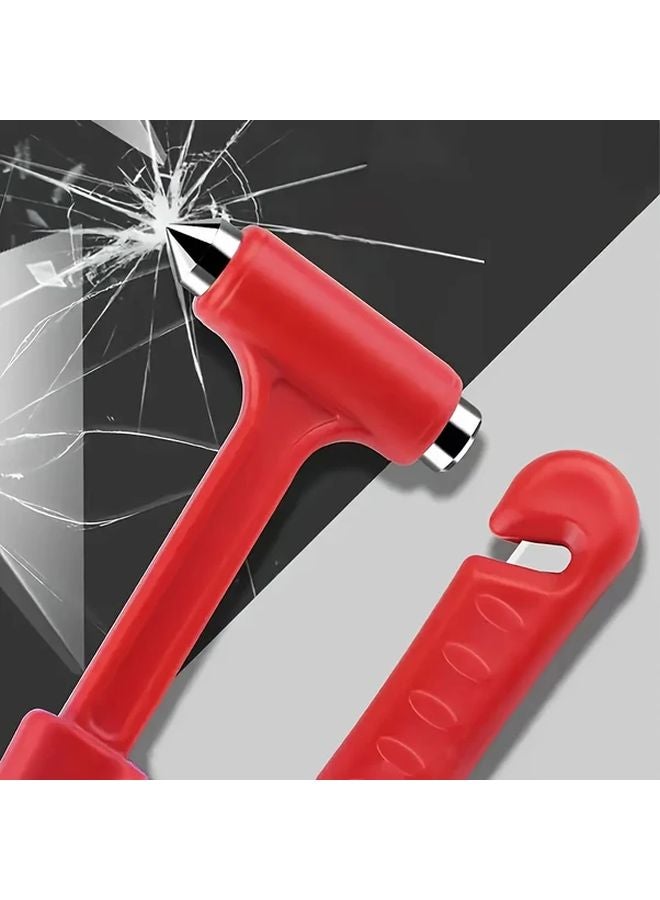 1pc Red Long Handle Seatbelt Cutter And Emergency Hammer For Car Truck Safety - Image 2