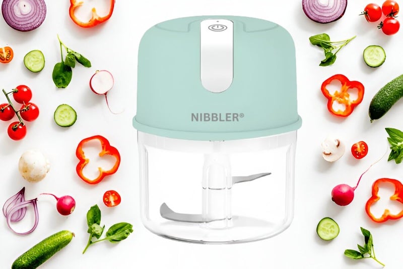 Nibbler Rechargeable Compact Electric Chopper, 250ml Storage Container | Stainless Steel Blades | Single-Touch Control for Garlic, Ginger, Onions, Vegetables, Meat, and Nuts NB-MEC01 (Turquoise) - Image 4