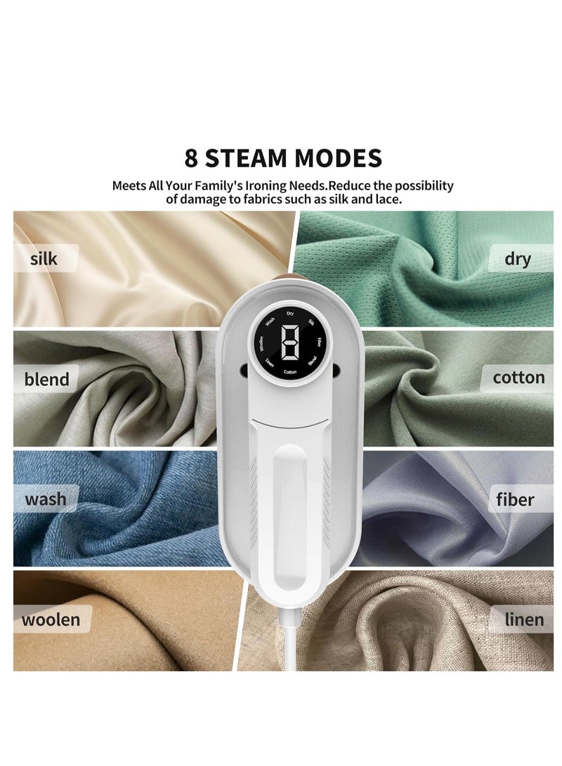 Furtey 2-in-1 Handheld Garment Steamer and Iron, 1200W, 8 Steam Modes, 15s Quick Heat, with Anti Steam Glove, Clothes Steamer, Lightweight, Leakproof, Portable Steamer, for Home, Travel, White  - Image 4
