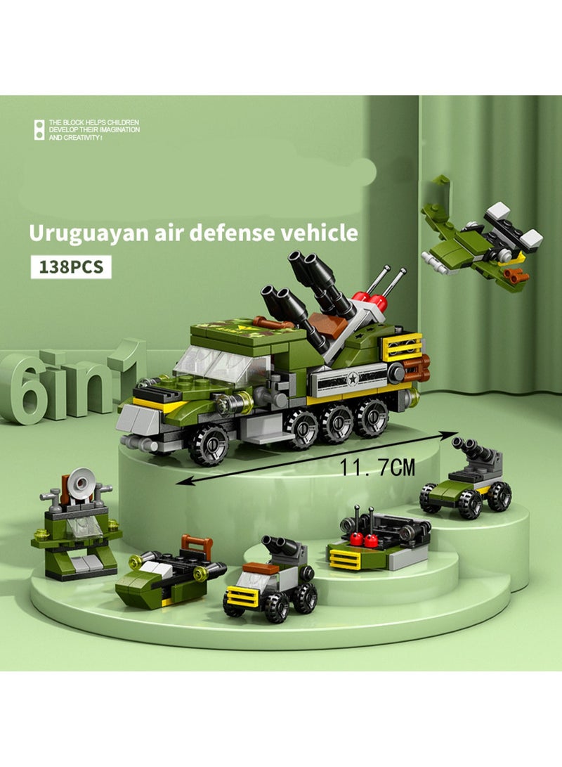 Mini 6-In-1 Air Defense Vehicle 138 Particle Assembly Set Toys, Building Block Assembly Game, Best Learning And Role-Playing, Suitable As A Gift For Boys And Girls Over 6 Years Old - Image 2