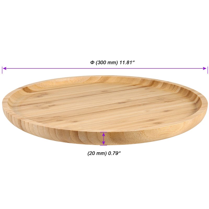 JOIKIT 5 Pack 12 Inch Bamboo Round Platter, Fine Polished Round Wood Plates Bamboo Serving Tray for Holding Fruit, Bread, Cheese, Nut, Coffee, Tea, Plant Saucer - Image 2