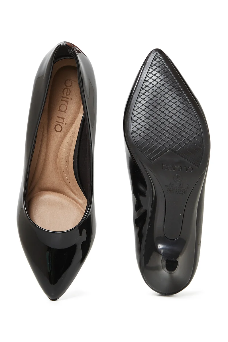 Beira Rio  BEIRA RIO Low Heel Shoes for Ladies – BLACK Shoes with Slip On | Comfortable PU Upper & TPR Sole for Women | Best Price UAE