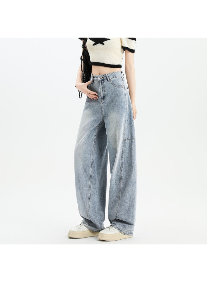 EPTISON Vintage High Street Women's Jeans 2025 Summer High Waist Loose Fit Slimming Distressed Scimitar Wide Leg Pants - Image 3
