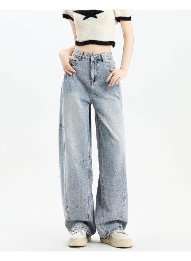 EPTISON Vintage High Street Women's Jeans 2025 Summer High Waist Loose Fit Slimming Distressed Scimitar Wide Leg Pants - Image 1