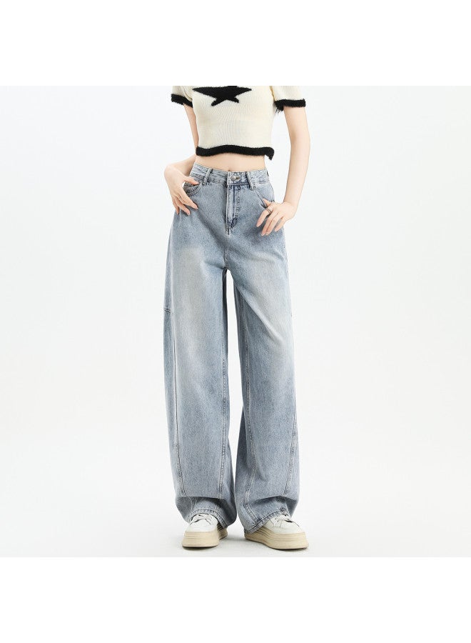 EPTISON Vintage High Street Women's Jeans 2025 Summer High Waist Loose Fit Slimming Distressed Scimitar Wide Leg Pants - Image 2