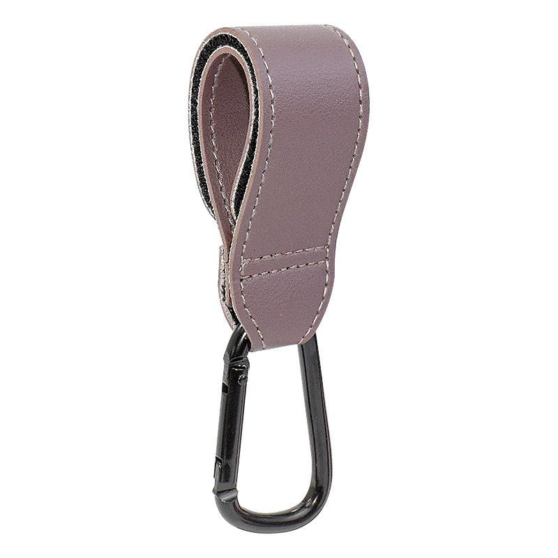 Multifunctional Leather Aluminum Carabiner Hook for Strollers Reddish purple