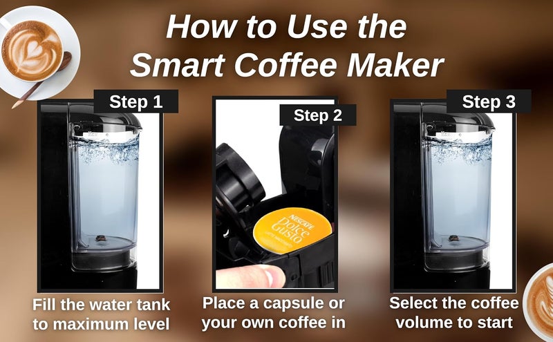 KLIKONIX 1450W 3-in-1 Multifunction Espresso Capsule Coffee Machine, 600 ml Capacity, Black - Image 5