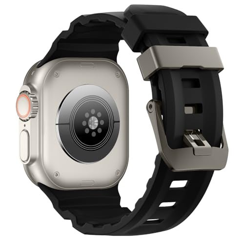 Dado Rugged Silicone Band Compatible with Apple Watch Series Ultra 2 | 10 | 9 | 8 Ultra | 8 | 7, 49/46/45/44mm, Heavy-Duty Sport Protective Design Replacement Strap, 49/46/45/44mm, Silicone, No - Image 2
