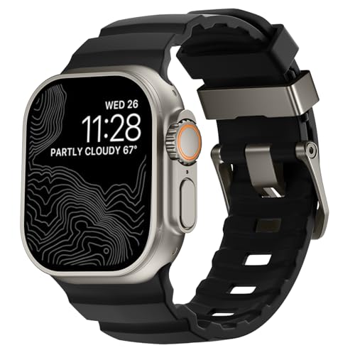 Dado Rugged Silicone Band Compatible with Apple Watch Series Ultra 2 | 10 | 9 | 8 Ultra | 8 | 7, 49/46/45/44mm, Heavy-Duty Sport Protective Design Replacement Strap, 49/46/45/44mm, Silicone, No - Image 1