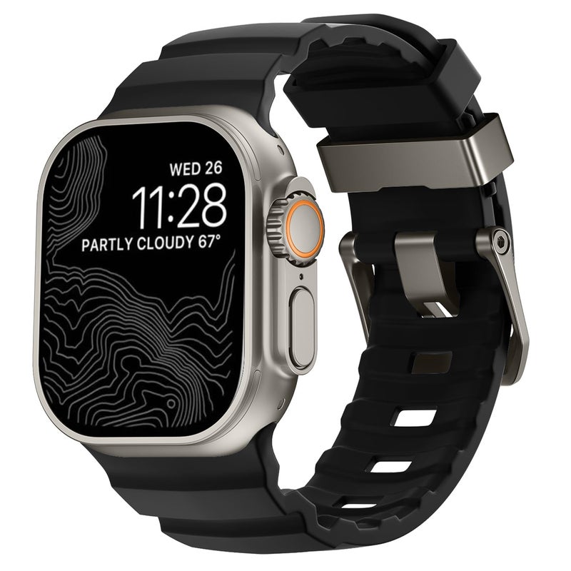 Dado Rugged Silicone Band Compatible with Apple Watch Series Ultra 2 | 10 | 9 | 8 Ultra | 8 | 7, 49/46/45/44mm, Heavy-Duty Sport Protective Design Replacement Strap, 49/46/45/44mm, Silicone, No - Image 4