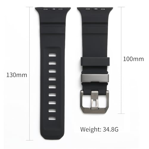 Dado Rugged Silicone Band Compatible with Apple Watch Series Ultra 2 | 10 | 9 | 8 Ultra | 8 | 7, 49/46/45/44mm, Heavy-Duty Sport Protective Design Replacement Strap, 49/46/45/44mm, Silicone, No - Image 3