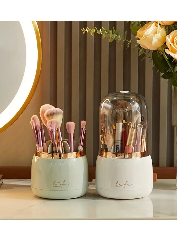 ORiTi Makeup Brush Holder Organnizer With Clear Lid 360 Rotating Dustprooof DDesktop Makeup Brushes Organizer for Vanity - Image 4