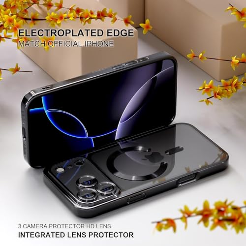 VONZEE Compatible with iPhone 17 Pro Case with MagSafe, Transparent Shockproof Back Cover, Anti-Yellow Slim Protective Case with Camera Protection – Black - Image 5