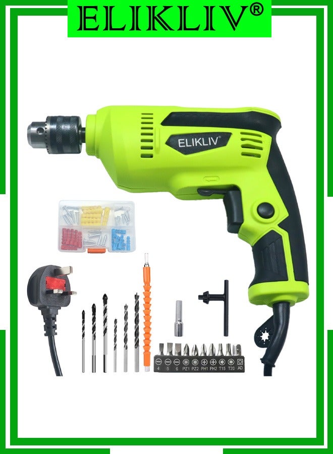 ELIKLIV Corded Electric Hand Drill 450W , Power Drill Gun for Home DIY, Wood Metal Drilling Tool with Variable Speed - Image 1