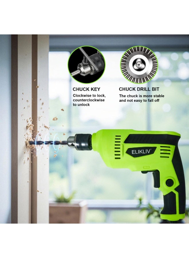 ELIKLIV Corded Electric Hand Drill 450W , Power Drill Gun for Home DIY, Wood Metal Drilling Tool with Variable Speed - Image 2