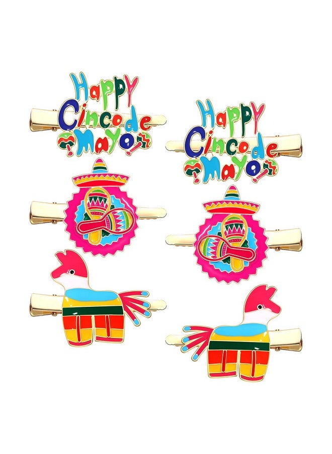 Boderier 6 Pack Cinco De Mayo Hair Clip For Women Mexican Fiesta Hair Clips Enamel Sombrero Pinata Chili Pepper Hair Barrettes Mexican Holiday Hair Accessories Gift (Donkey)  - Image 1