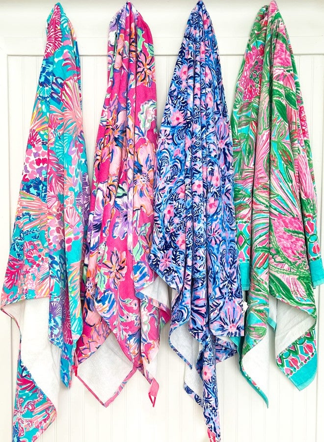 Lilly Pulitzer منشفة شاطئ/مسبح كبيرة من ليلي بولتزر، 40 × 70، منشفة قطنية كبيرة للبالغين، روعة في الرمال - Image 5