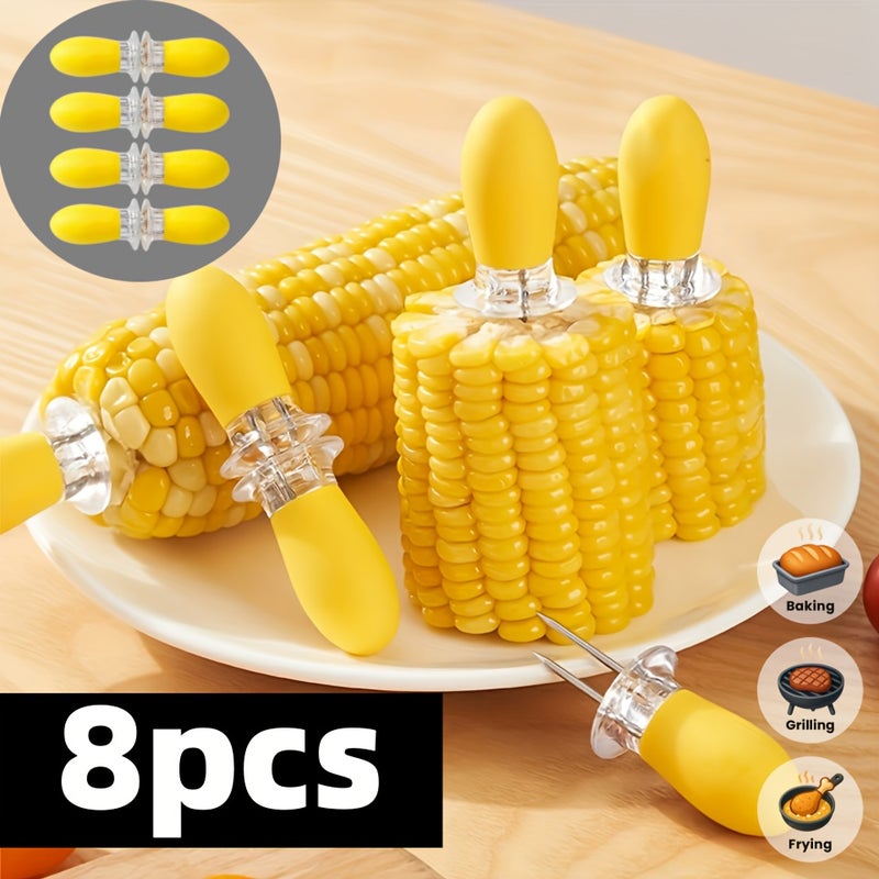 8-Piece Stainless Steel Corn Grilling Needle Set - Barbecue Skewers and Forks - Image 1