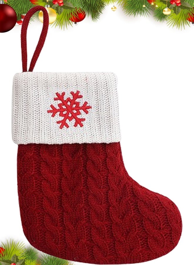 VUCATIN Mini Red Knit Stocking Initial Monogram Embroidered Christmas Stocking Family Fireplace Hanging Ornament Xmas Holiday Decor Gift (Snowflake) - Image 1