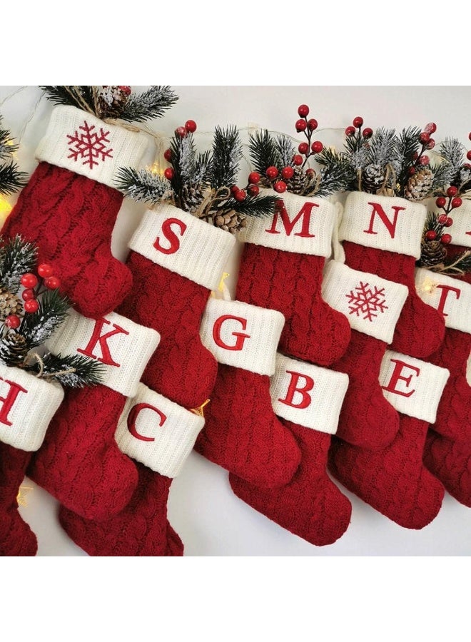 VUCATIN Mini Red Knit Stocking Initial Monogram Embroidered Christmas Stocking Family Fireplace Hanging Ornament Xmas Holiday Decor Gift (Snowflake) - Image 5