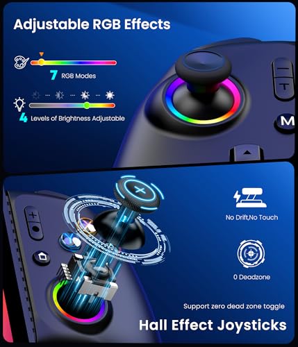 Mocagen Swicth Controllers for Nintendo Switch 2/1/Oled/iPhone/Android Handheld Gaming with Hall Effect Joysticks & Triggers, RGB Light, Programmable, Turbo, Mac Game - Image 3