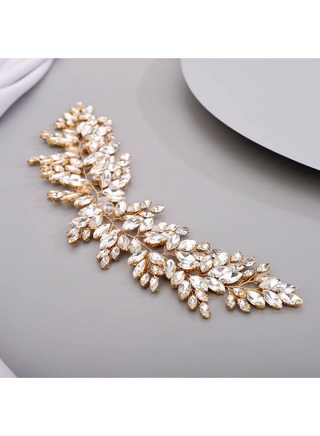 BERYUAN Wedding Crystal Headband Women Hair Vine For Bride Bridesmaid Crystal Headband Wedding Handmade Gold - Image 3
