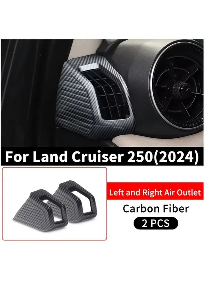 2Pcs Carbon Fiber Black Dashboard AC Vent Trim Covers For 2024 2025 Land Cruiser 250 Prado LC250 Style B - Image 1