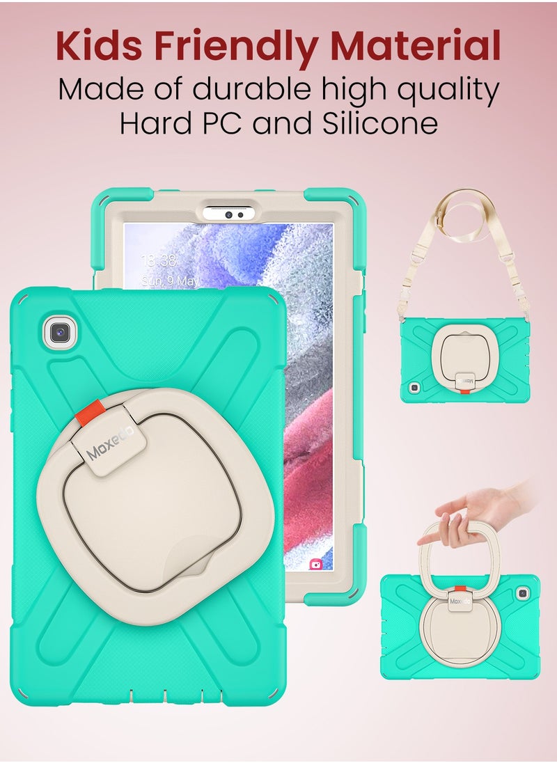 Moxedo - Moxedo Shockproof Rugged Protective Colorful Case with 360 Rotating Kickstand , Shoulder Strap , Pen Holder for Kids Compatible for Samsung Galaxy Tab A7 Lite 8.7 Inch 2021 (SM-T220/T225) - Mint Green - Image 1