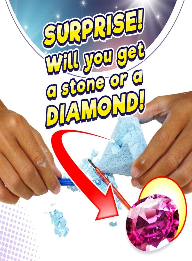 JA-RU Real Diamond Mine Gemstone Dig Kit (1 Pack) Mystery Rock, Minerals, and Gems for Kids | Break Your Own Geodes and a Chance to Get 1 Real Diamond | Party Favors for Kids Goodie Bags. Item 4630-1s - Image 2