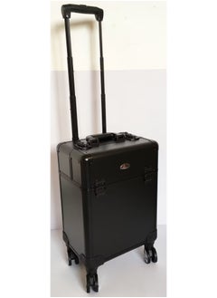 SUNRISE Rolling Nail Box Wheeled Nail Art Storage Box Polish Organizer Rolling Makeup Trolley Cosmetics Suitcase Black  - Image 1