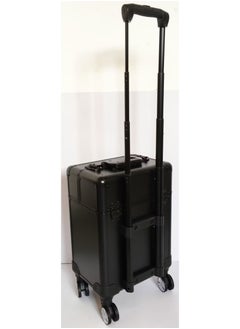 SUNRISE Rolling Nail Box Wheeled Nail Art Storage Box Polish Organizer Rolling Makeup Trolley Cosmetics Suitcase Black  - Image 2