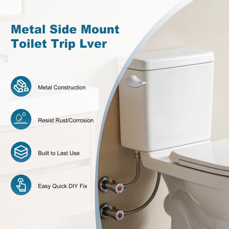 iFealClear Compatible with TOTO THU068-CP for St743S Metal Toilet Tank Flush Lever Handle Replacement, Side Mount Brass Toilet Handle Replacement Parts for St406,St707,St454E, St743E, St706, Chrome - Image 2