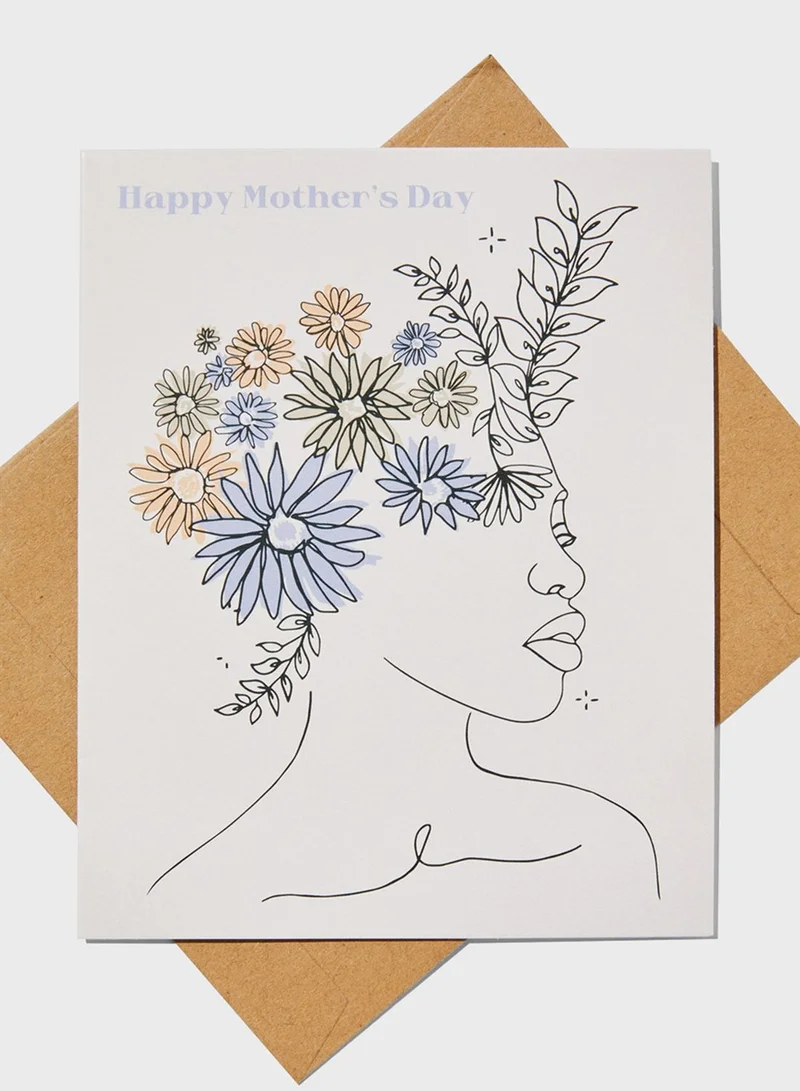 Typo Floral Crown Mothers Day Card