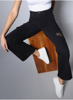 HIGH STAR Non-Stretch Flare Fit High Distress Jeans for Women  - Image 2