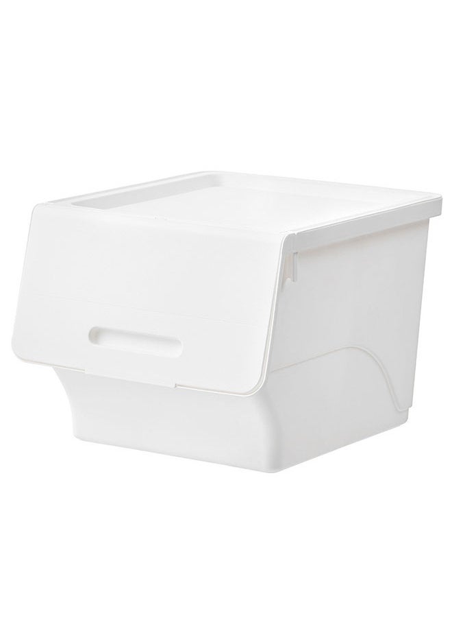 JOMILA 2 Pieces of Front Open Plastic Storage Box Plastic Storage Container, Top Groove Design, Removable Frosted Flip Cover,Strong Carrying Capacity  - Image 2