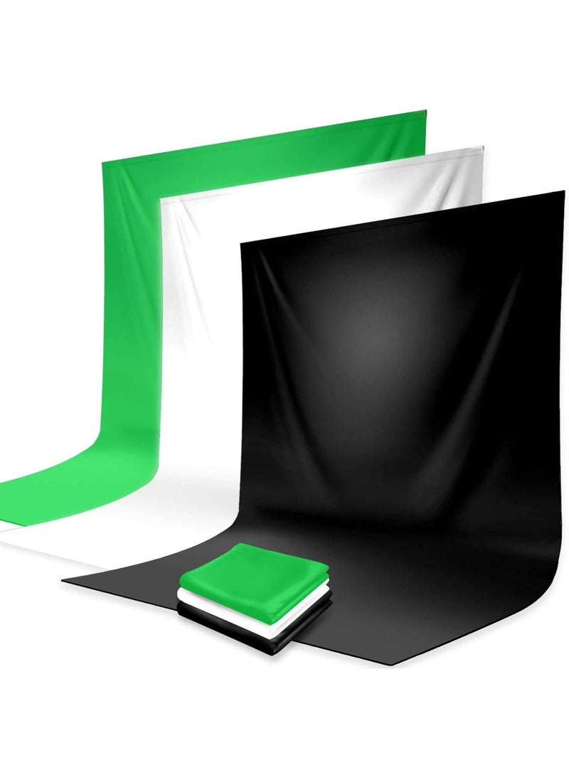 2 x 3M 3 PCS . Black , White , Green Backdrop Photo Light Studio Photography Background (3 pcs Background)  - Image 1
