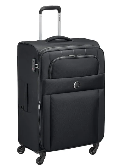 DELSEY Paris Cuzco 71cm Softcase 4 Wheel Expandable Check In Trolley Case Black