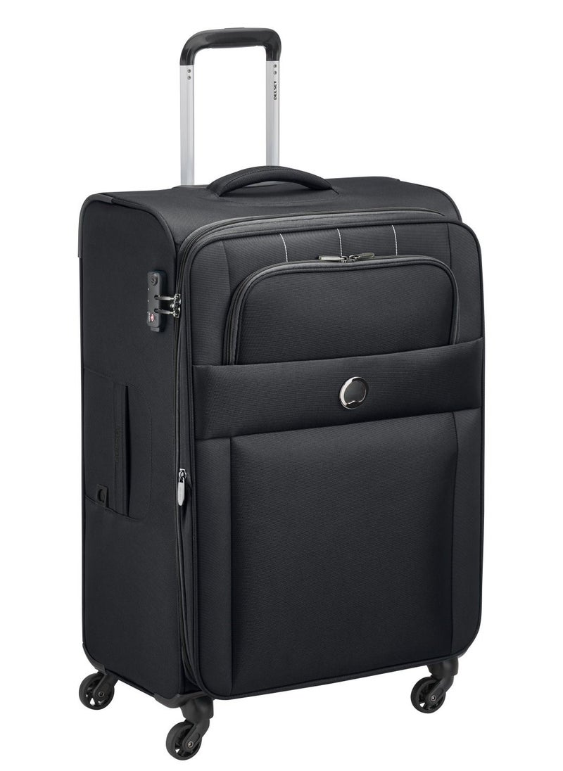 DELSEY Paris - Cuzco 71cm Softcase 4 Wheel Expandable Check In Trolley Case Black - Image 1