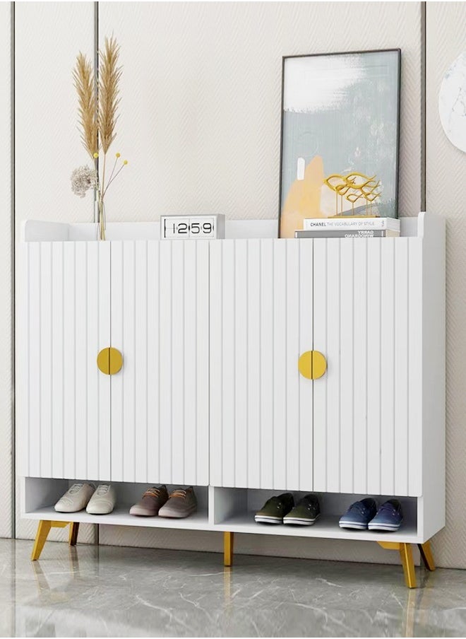 Raffine 4 Door Multi Tier Modern Shoe Organizer Cabinet with Adjustable Shelves with Solid Wood Legs 120*32*100cm  - Image 1