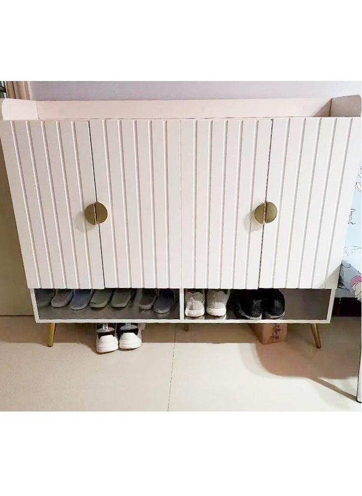 Raffine 4 Door Multi Tier Modern Shoe Organizer Cabinet with Adjustable Shelves with Solid Wood Legs 120*32*100cm  - Image 2