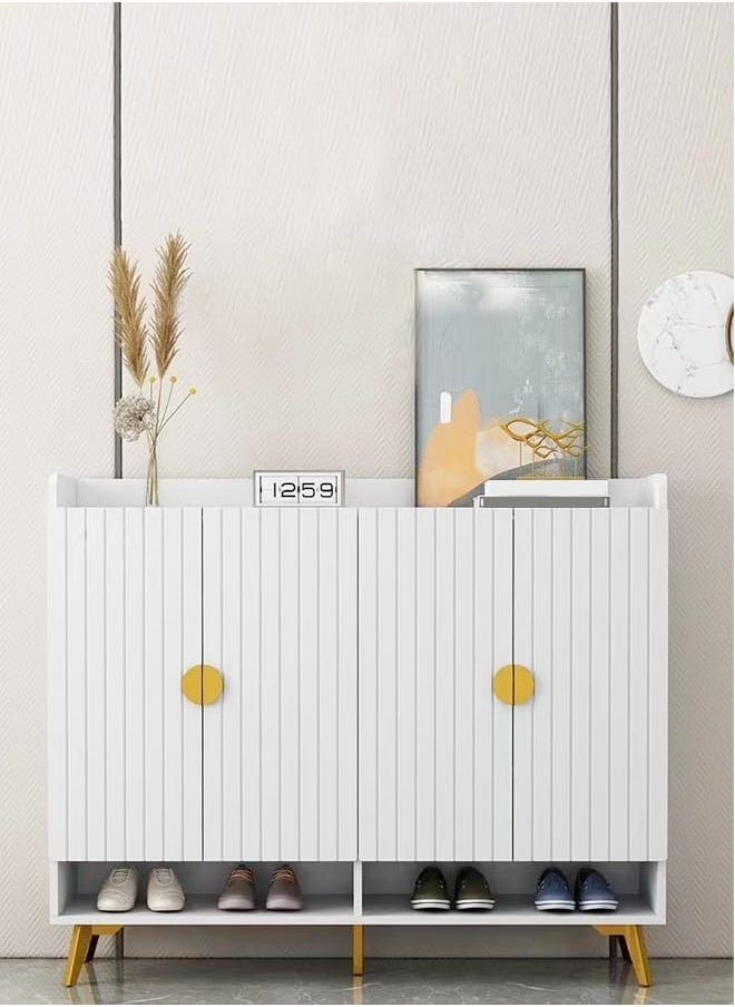 Raffine 4 Door Multi Tier Modern Shoe Organizer Cabinet with Adjustable Shelves with Solid Wood Legs 120*32*100cm  - Image 5